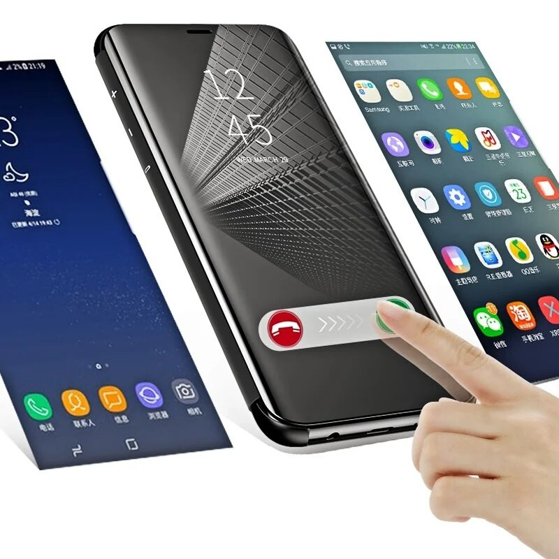 Luksusa Smart Mirror Flip Case priekš Xiaomi Redmi Note 11 10 9 9s Poco X3 NFC 8 8T 10s 11T Pro Max 9A 9C Mi 9T Lite 5G Coque
