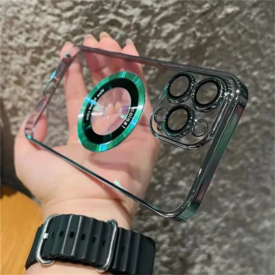 iPhone 15 Pro Max Magsafe Case Luksusliku magnetiga kaetud akrüülist läbipaistva arvutikorpuse kate iPhone 1514 14 Pro Max 14 Plus jaoks