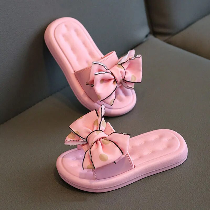 Jaunas bērnu čības vasaras meiteņu sandales Zīdaiņu bantītes mezgls Neslīdošs ārējais apģērbs mīkstas zoles meiteņu pludmales apavi Bērnu apavi