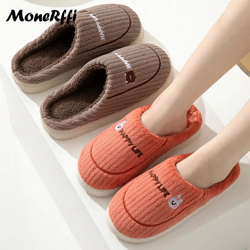 Paar Talvised plüüssussid Naiste kingad Armsad multifilmid Kassisussid Meestele Lamedad Soojad Lükandid Siseruumides Kodu Magamistoa Põrandasuss