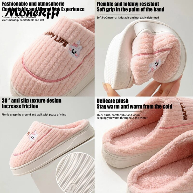 Paar Talvised plüüssussid Naiste kingad Armsad multifilmid Kassisussid Meestele Lamedad Soojad Lükandid Siseruumides Kodu Magamistoa Põrandasuss