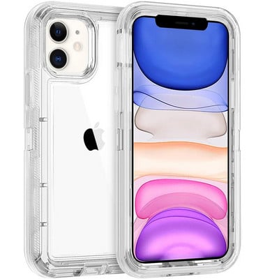 3 IN1 pentru iPhone 15 14 11 12 13 Pro Max MINI XR XS X XSMAX SE 6 7 8 Plus Armura transparenta rezistenta la socuri Husa de telefon simplu lucioasa