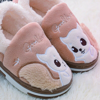 Модни чехли за малки момичета Зимни топли обувки Ежедневни домашни екипи Бебешки момчета Мокасини с подметка против хлъзгане Детски обувки с карикатура на катерица