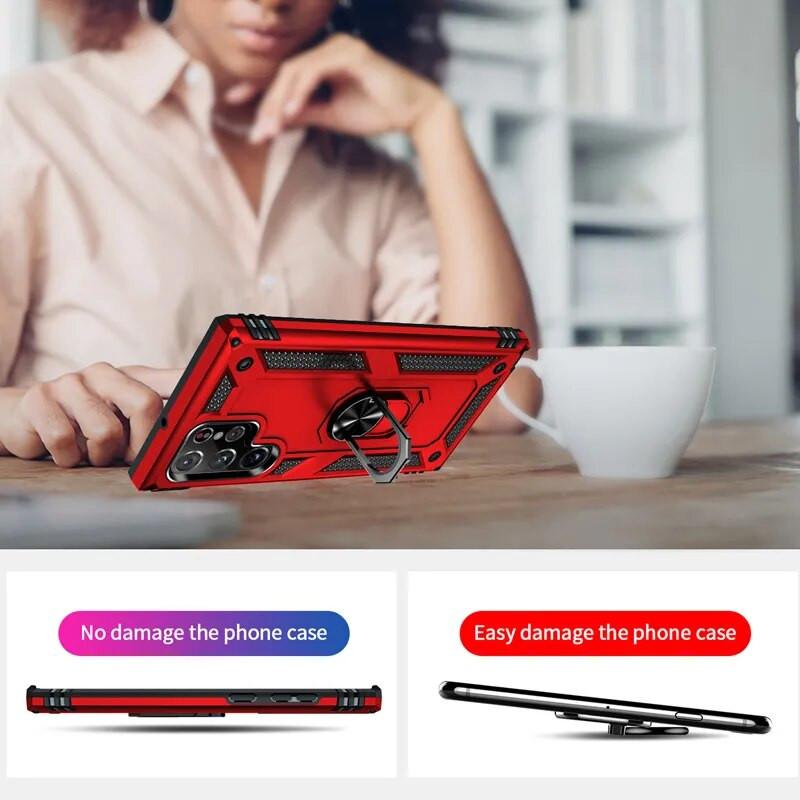 Lieljaudas triecienizturīgs bruņu apvalks Samsung Galaxy S22 S23 S21 S20 FE S9 S10 Plus Note 20 Ultra 9 10 Lite Bumpers Ring Cover