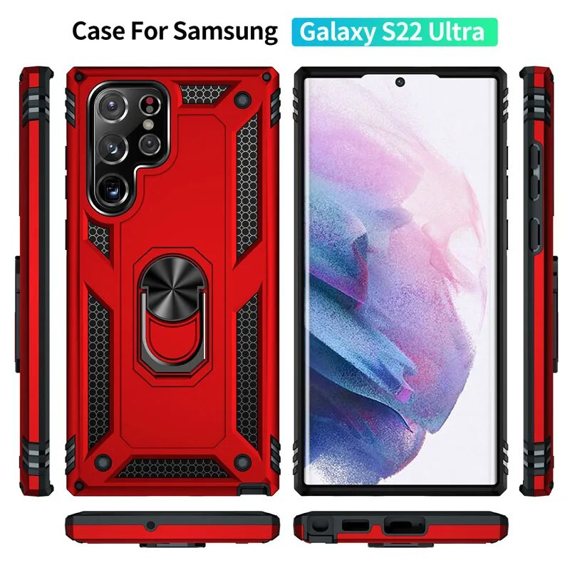 Lieljaudas triecienizturīgs bruņu apvalks Samsung Galaxy S22 S23 S21 S20 FE S9 S10 Plus Note 20 Ultra 9 10 Lite Bumpers Ring Cover
