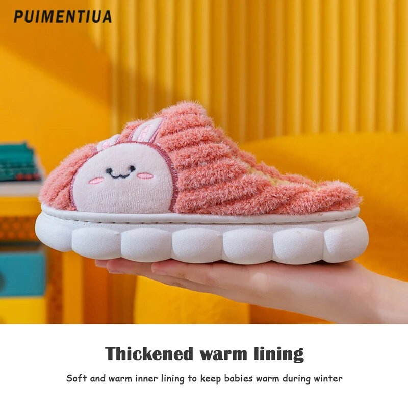 Bērni Mājas Čības Ziemas Siltas Plīša Kokvilnas Kurpes Zēniem Meitenēm Multfilma Jauki Lācis Trusītis Neslīdošas Biezas zoles grīdas čības
