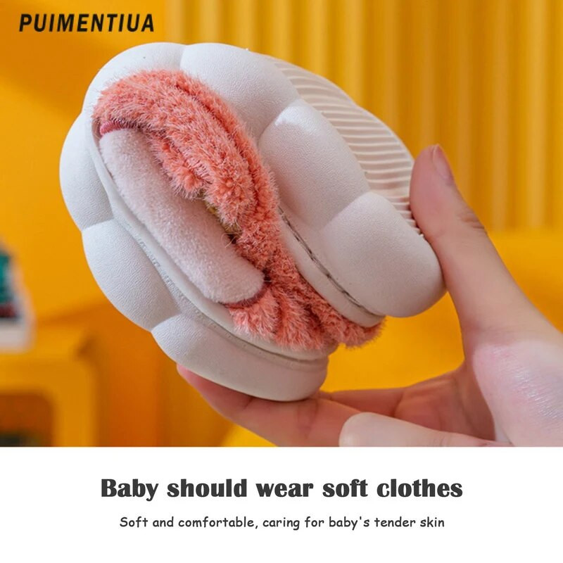 Bērni Mājas Čības Ziemas Siltas Plīša Kokvilnas Kurpes Zēniem Meitenēm Multfilma Jauki Lācis Trusītis Neslīdošas Biezas zoles grīdas čības