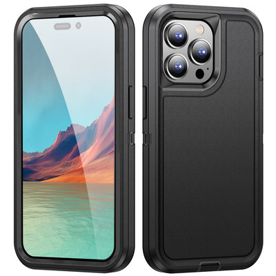 Αντικραδασμική θήκη Defend Armor 3 σε 1 για iPhone 11 12 13 14 Pro Max 15 Plus 6s 7 8 SE 2022 X Xs XR Πλαστικός προφυλακτήρας TPU Πίσω κάλυμμα
