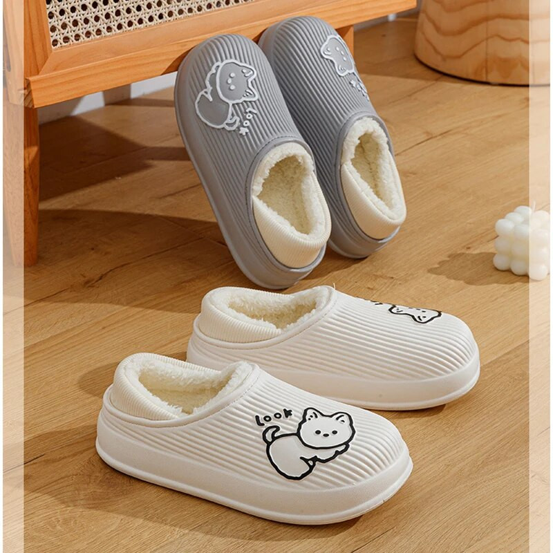 Sievietēm siltas kažokādas čības Pāri Māja Neslīdoši mīksti apavi Vīriešu komforts ar plakaniem papēžiem Sākums iekštelpās Guļamistaba Ziemas kokvilnas čības