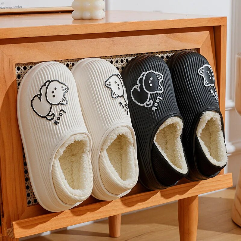 Sievietēm siltas kažokādas čības Pāri Māja Neslīdoši mīksti apavi Vīriešu komforts ar plakaniem papēžiem Sākums iekštelpās Guļamistaba Ziemas kokvilnas čības