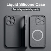 Magsafe Magnetic Liquid Silikone Case iPhone 14 11 12 13 15 Pro Max Mini 8 Plus bezvadu uzlādes korpusam XR X XS Max Cover