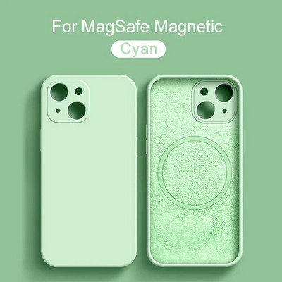 Magsafe Magnetic Liquid Silikone Case iPhone 14 11 12 13 15 Pro Max Mini 8 Plus bezvadu uzlādes korpusam XR X XS Max Cover