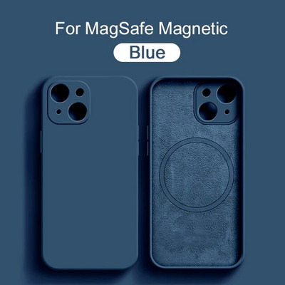 Magsafe Magnetic Liquid Silikone Case iPhone 14 11 12 13 15 Pro Max Mini 8 Plus bezvadu uzlādes korpusam XR X XS Max Cover