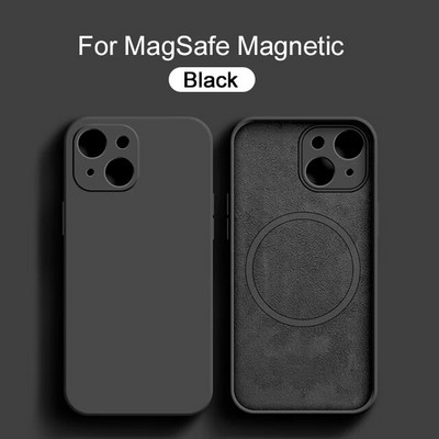 Magsafe Magnetic Liquid Silikone Case iPhone 14 11 12 13 15 Pro Max Mini 8 Plus bezvadu uzlādes korpusam XR X XS Max Cover