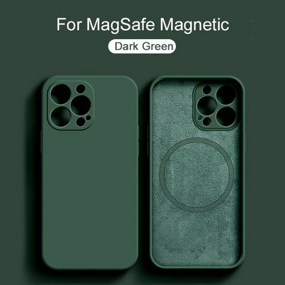 Magsafe Magnetic Liquid Silikone Case iPhone 14 11 12 13 15 Pro Max Mini 8 Plus bezvadu uzlādes korpusam XR X XS Max Cover