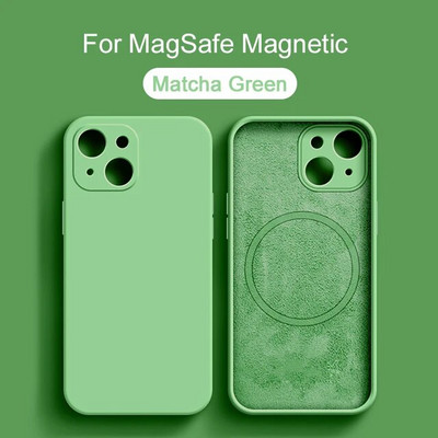 Magsafe Magnetic Liquid Silikone Case iPhone 14 11 12 13 15 Pro Max Mini 8 Plus bezvadu uzlādes korpusam XR X XS Max Cover
