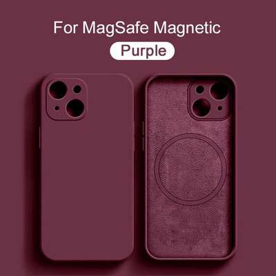 Magsafe Magnetic Liquid Silikone Case iPhone 14 11 12 13 15 Pro Max Mini 8 Plus bezvadu uzlādes korpusam XR X XS Max Cover