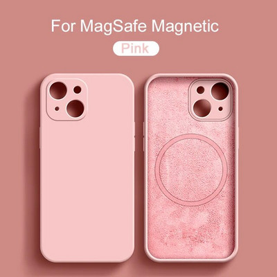 Magsafe Magnetic Liquid Silikone Case iPhone 14 11 12 13 15 Pro Max Mini 8 Plus bezvadu uzlādes korpusam XR X XS Max Cover