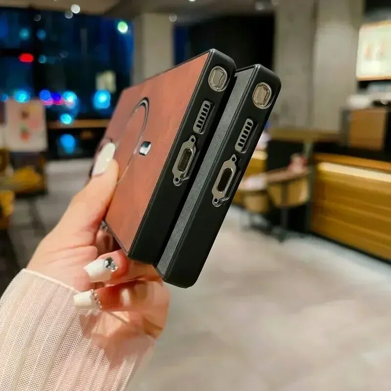 Vintage ādas magnētiskais vāciņš Magsafe korpusam Samsung Galaxy S23 S22 S21 FE Note 20 Ultra Plus S21FE S23Ultra Mac drošiem vāciņiem