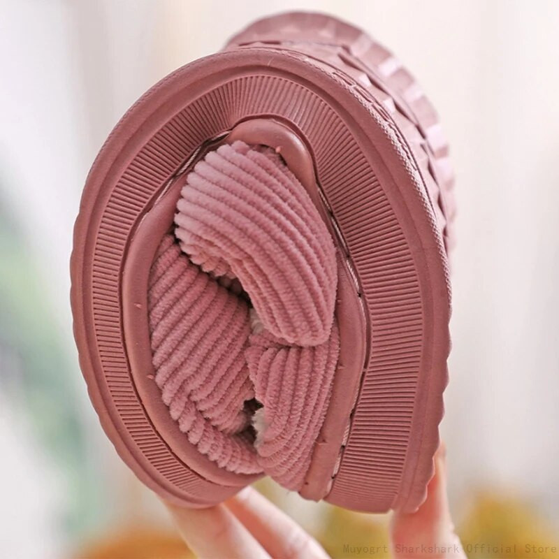 Χειμερινές ζεστές παντόφλες από πολυεστέρα βαμβακερά γυναικεία ανδρικά παπούτσια για το σπίτι Απλές αντιολισθητικές διαφάνειες εσωτερικού χώρου Κοτλέ Γυναικεία παπούτσια για ζευγάρια