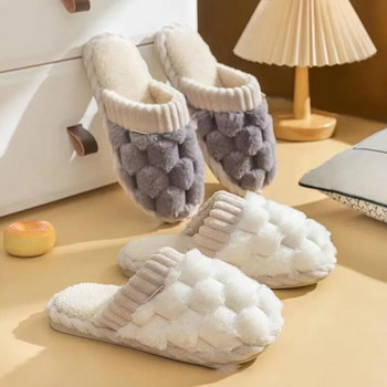 Памучни чехли за есен зима Домакински двойки Дебело дъно против приплъзване Топли плюшени памучни чехли за вътрешна употреба Унисекс