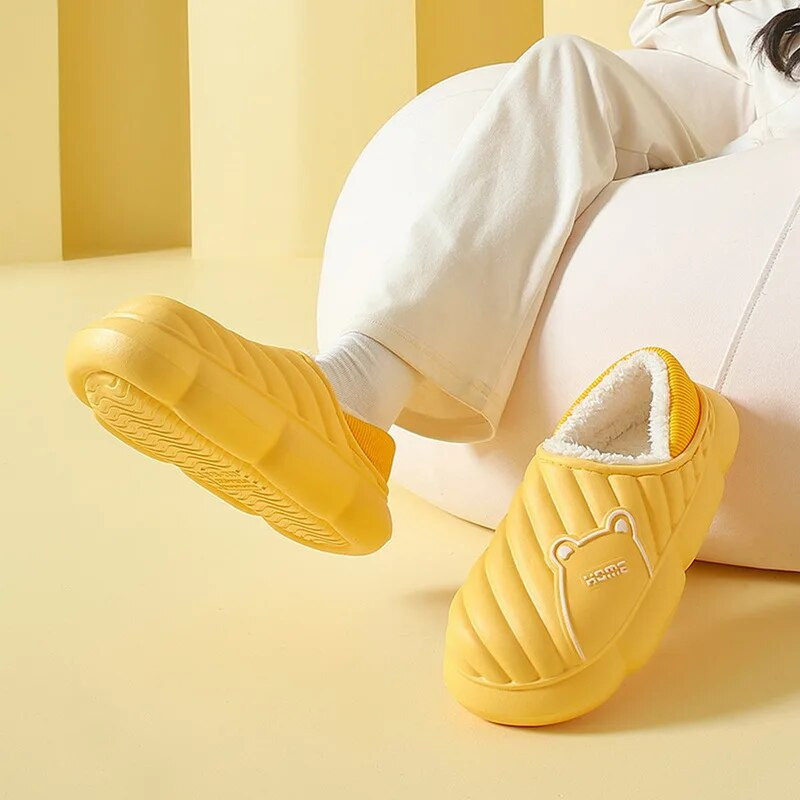 Vīriešu sieviešu ziemas čības biezas zoles Mājas plīša vīrieši ūdensizturīgi Eva kokvilnas čības mīļotāji lācis mājsaimniecības kokvilnas čības apavi