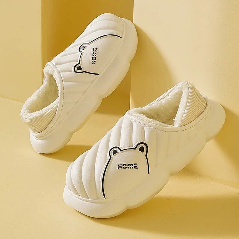 Vīriešu sieviešu ziemas čības biezas zoles Mājas plīša vīrieši ūdensizturīgi Eva kokvilnas čības mīļotāji lācis mājsaimniecības kokvilnas čības apavi