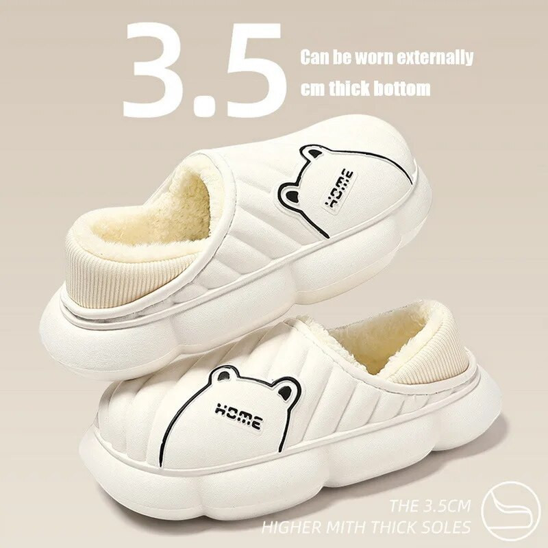 Vīriešu sieviešu ziemas čības biezas zoles Mājas plīša vīrieši ūdensizturīgi Eva kokvilnas čības mīļotāji lācis mājsaimniecības kokvilnas čības apavi