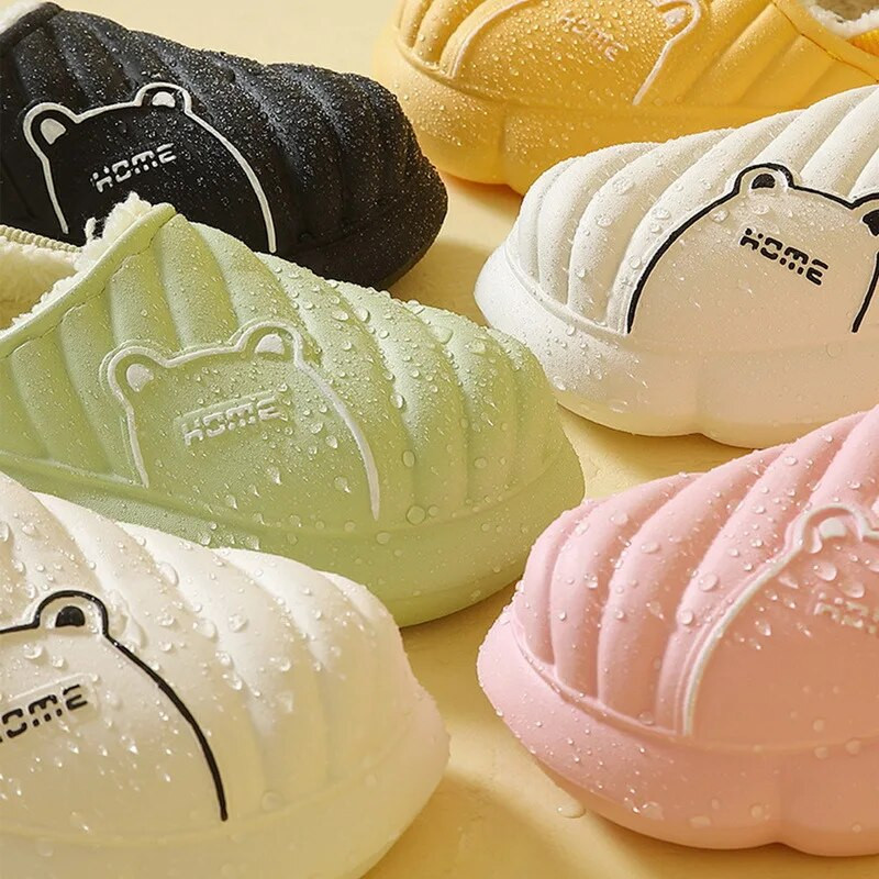 Vīriešu sieviešu ziemas čības biezas zoles Mājas plīša vīrieši ūdensizturīgi Eva kokvilnas čības mīļotāji lācis mājsaimniecības kokvilnas čības apavi