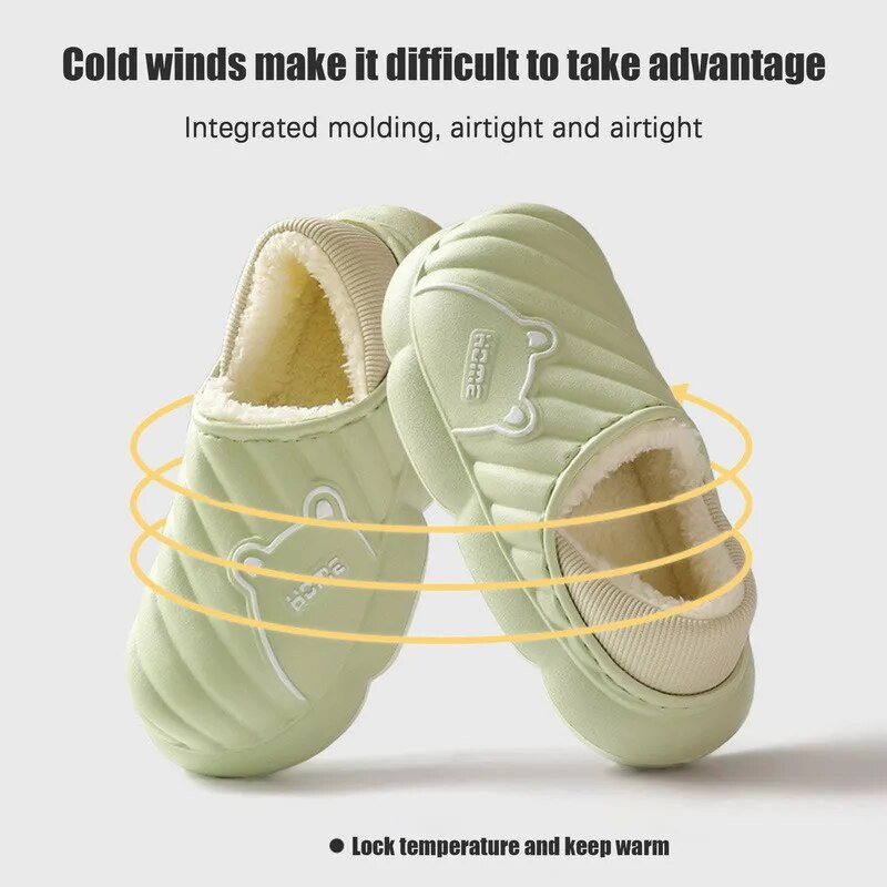 Vīriešu sieviešu ziemas čības biezas zoles Mājas plīša vīrieši ūdensizturīgi Eva kokvilnas čības mīļotāji lācis mājsaimniecības kokvilnas čības apavi