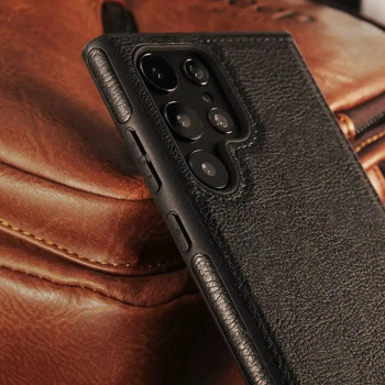 Δερμάτινη θήκη Hot Fashion PU για Samsung Galaxy S23 Ultra Business Phone Case για Samsung S22 Skin-Feel Κάλυμμα σιλικόνης