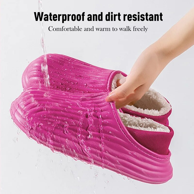 2023 téli papucsok férfi kültéri vízálló meleg tornacipő női beltéri plüss otthoni lábbeli vastag platós csúszásmentes cipő