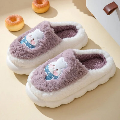 Ziemas plīša čības Sievietēm Pārim Apavi Jauki multfilmas Lāču Čības Vīriešiem Dzīvokļi Silti Slaidi Iekštelpu Guļamistabas Grīdas Čības