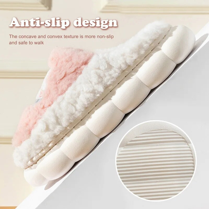 Ziemas plīša čības Sievietēm Pārim Apavi Jauki multfilmas Lāču Čības Vīriešiem Dzīvokļi Silti Slaidi Iekštelpu Guļamistabas Grīdas Čības