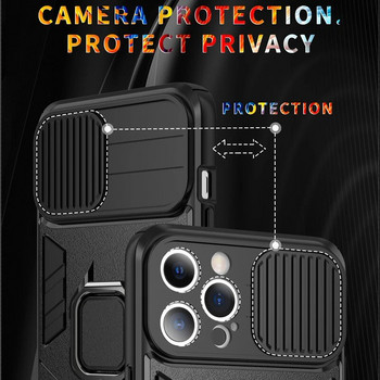 Удароустойчив калъф за телефон Armor за iPhone 13 Pro Max 12 11 Pro XR XS Max X 7 8 Plus 14 Pro Защитен пръстен на камерата Държач Заден капак