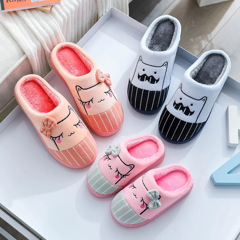 Bowknot kaķis bērniem kokvilnas čības rudens ziema mājas iekštelpās silti bērnu apavi Komforts, neslīdošs, pūkains čības rozā meiteņu apavi