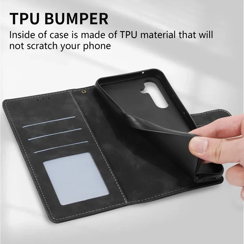 Maks ar kartes slota atbalstu Magnētisks pārtaisāms ādas vāciņš priekš Samsung Galaxy S23 FE S23 Ultra S22 Plus S21 S20 FE S10 S9 S8