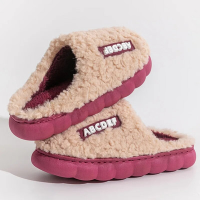 Šilti pliušiniai žieminiai batai vyrų moteriški kambariniai šlepetės raidės Neslystantys minkšti kailiai pora namų grindys medvilninės šlepetės namų batai 2023 m.