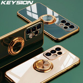KEYSION Plating Case Samsung A72 A52 A73 A53 A33 A54 A34 A14 Rõngas telefoni kaas Galaxy S22 S23 Ultra S21 FE S20+ Note 20 jaoks