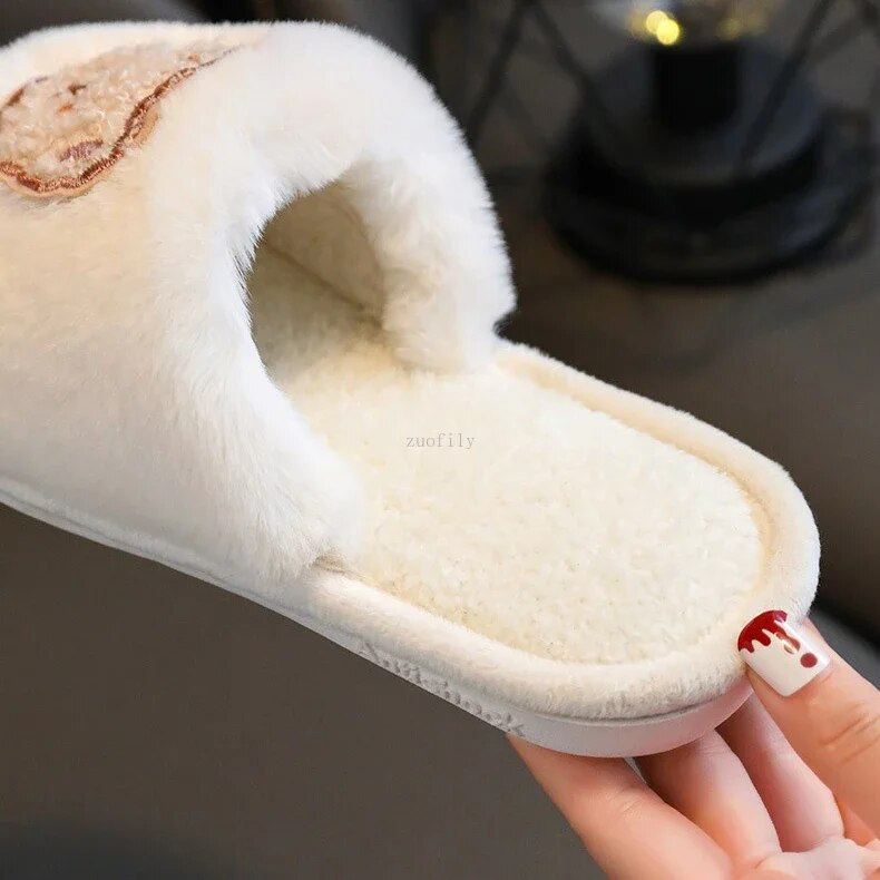 Bērnu kokvilnas apavi bērniem ziemas čības zēni meitenes mazulis jauks lācis silts atvērts purngals kurpes biezas kažokādas bērniem mājas plīša čības