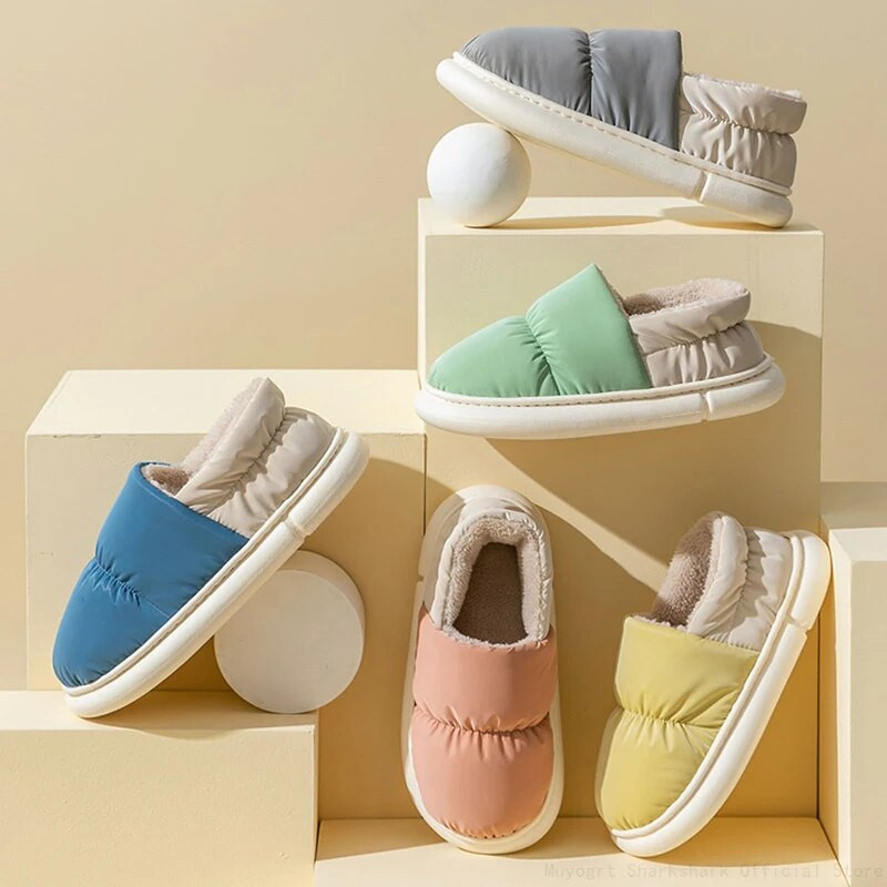 Naiste talvised soojad pehmed puuvillased sussid, paksu põhjaga libisemiskindlad veekindlad kodusussid naistele siseruumides ja vabaajajalatsid