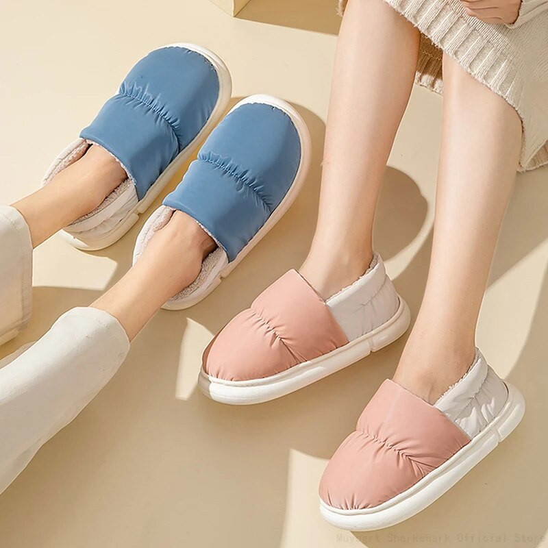 Naiste talvised soojad pehmed puuvillased sussid, paksu põhjaga libisemiskindlad veekindlad kodusussid naistele siseruumides ja vabaajajalatsid