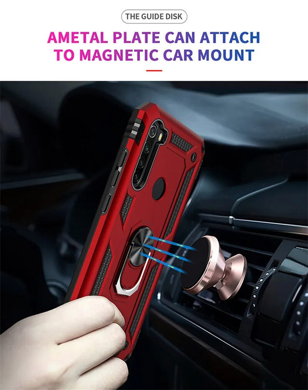 Xiaomi Redmi Note 8T 7 8 Pro Case Luxury Armor triecienizturīgajam tālruņa korpusam Redmi 7 8 7A 8A automašīnas magnētiskā gredzena turētāja aizmugurējam vāciņam