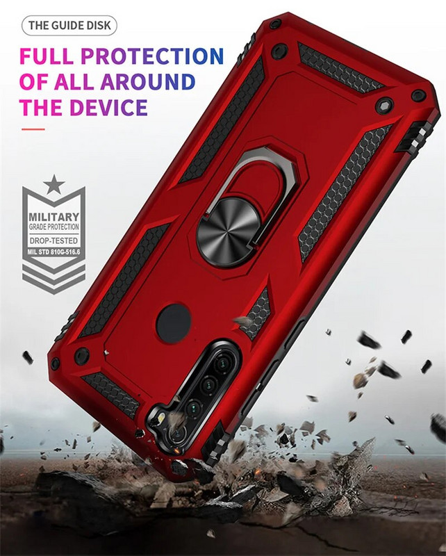 Xiaomi Redmi Note 8T 7 8 Pro Case Luxury Armor triecienizturīgajam tālruņa korpusam Redmi 7 8 7A 8A automašīnas magnētiskā gredzena turētāja aizmugurējam vāciņam