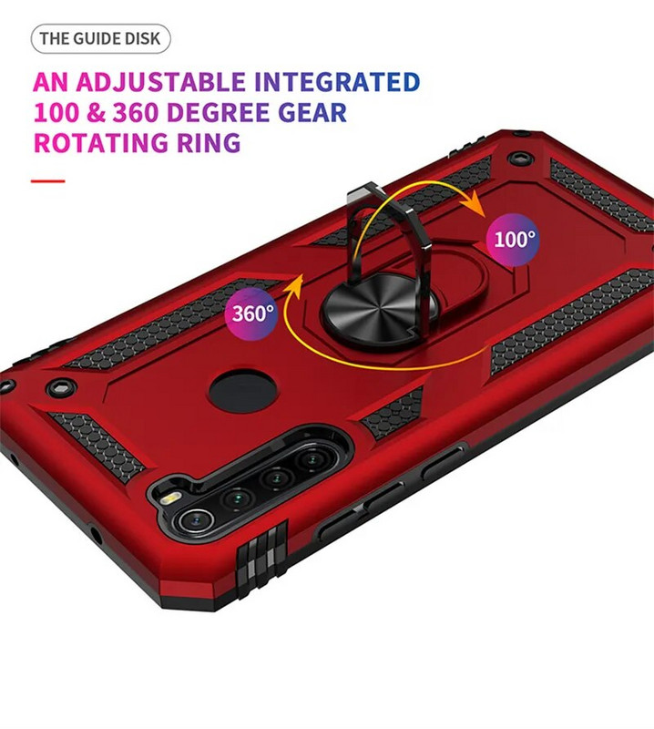 Xiaomi Redmi Note 8T 7 8 Pro Case Luxury Armor triecienizturīgajam tālruņa korpusam Redmi 7 8 7A 8A automašīnas magnētiskā gredzena turētāja aizmugurējam vāciņam