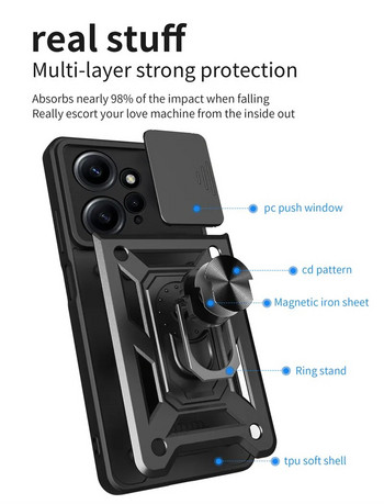 Για Xiaomi Redmi Note 12 4G 2023 Θήκη Global Car Magnetic Ring Holder Armor Θήκες τηλεφώνου για Redmi NOTE 12 Note12 4G Πίσω κάλυμμα