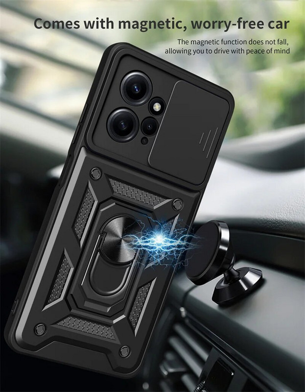 Για Xiaomi Redmi Note 12 4G 2023 Θήκη Global Car Magnetic Ring Holder Armor Θήκες τηλεφώνου για Redmi NOTE 12 Note12 4G Πίσω κάλυμμα