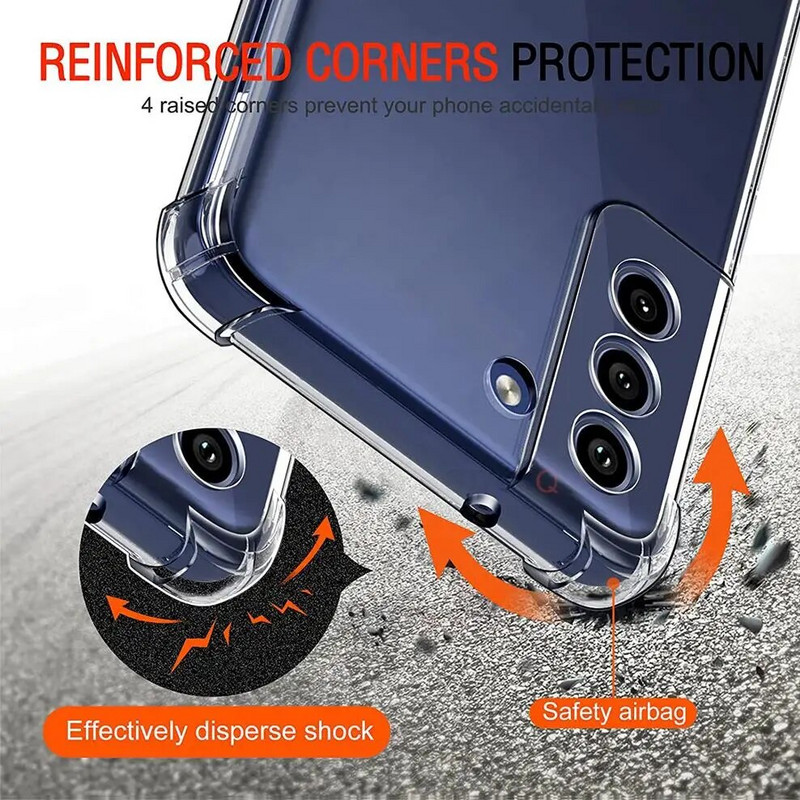 Μαύρη καθαρή θήκη αερόσακου S 22 21 Για Samsung Galaxy S21 FE S22 Plus S23 Ultra 5G 2022 Διαφανές μαλακό κάλυμμα σιλικόνης