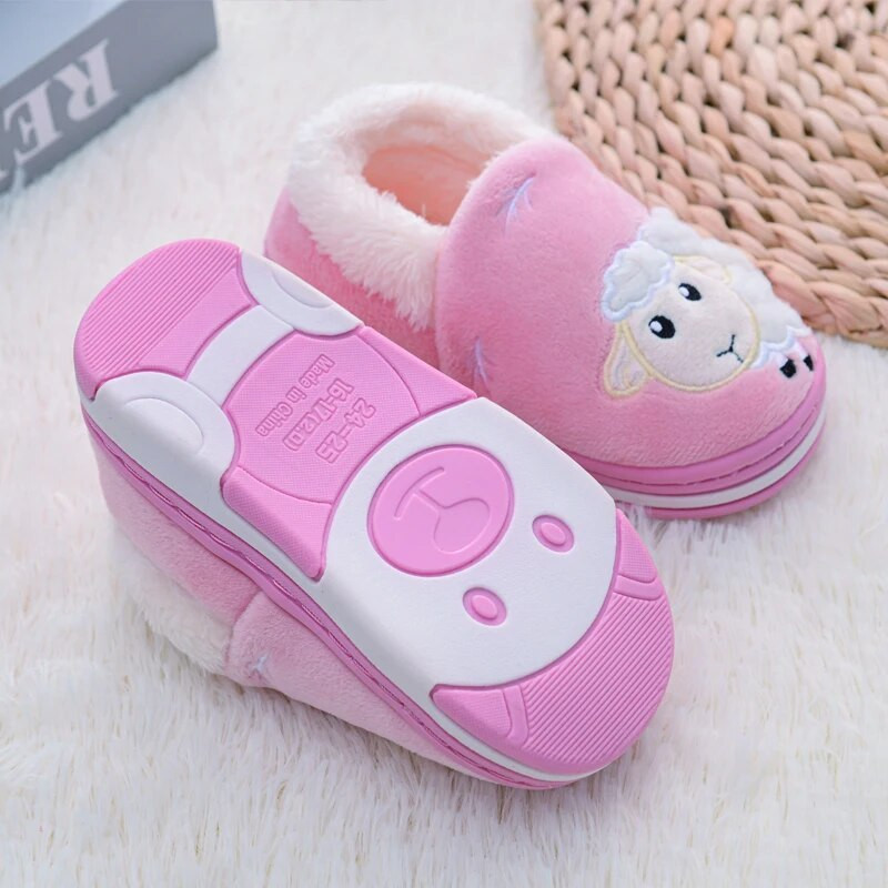 Παντόφλες για νήπια για κορίτσια Χειμερινά βελούδινα ζεστά παπούτσια για το σπίτι Είδη για μωρά Loafers Κινούμενα σχέδια Πρόβατα Παιδικά Παιδικά Σπίτι Παπούτσια Δώρα