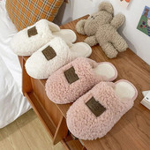 Feslishoet Otthon Pamut Papucs Párok Cipők Férfi Szőrme Pamut Női Tél Beltéri Otthon Kényelmes Meleg Csúszdák